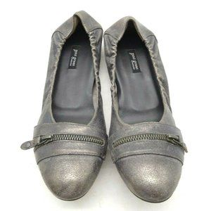 Paul Green Gray Leather Zip Toe Slip On Flats Shoes Women's 6 UK / US 8.5